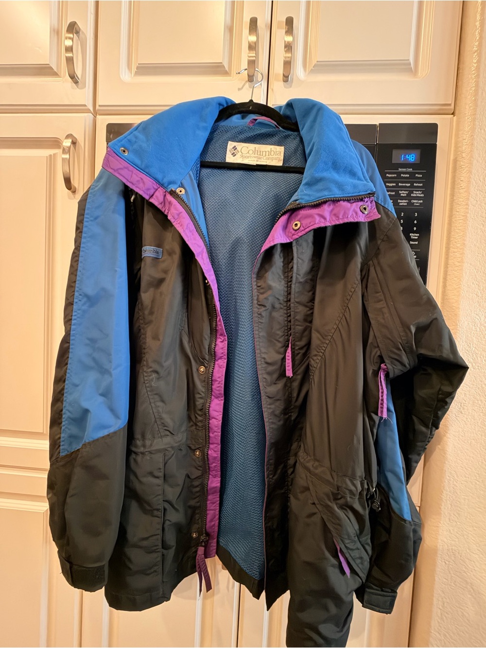 Columbia Blue Mesh-Lined Jacket with Purple Hanger Loop